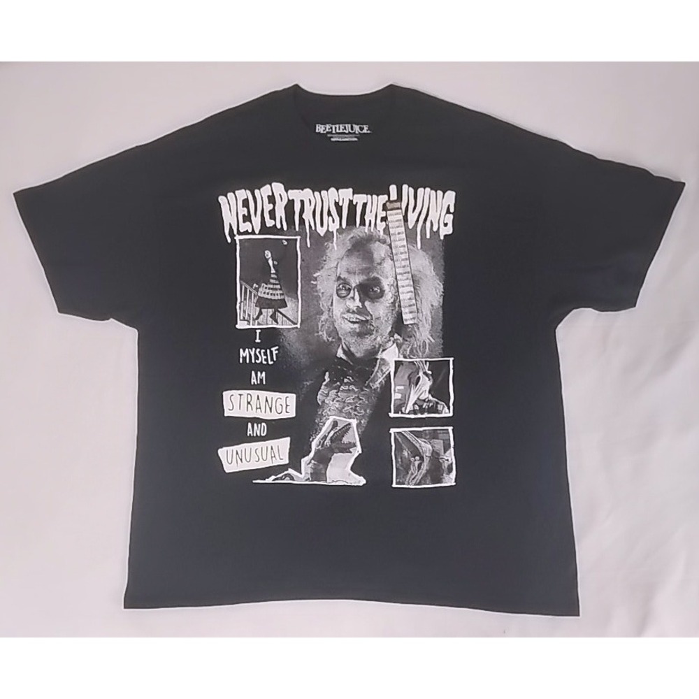 Beetlejuice Never Trust The Living Graphic T-Shirt 2XL Black Spencers NWT